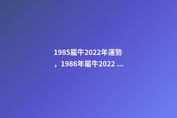 1985屬牛2022年運勢，1986年屬牛2022 年運勢 85年的牛2022年的運勢，1985屬牛2022年每月運程-第1張-觀點-玄機派